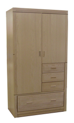 Beachcomber Wardrobe Chest w\/Double Door, 1 Large Bottom Drawer, 3 Drawers on Right Side, Interior Shelf & Clothes Rod, 36"W